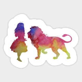 Lion and girl Sticker